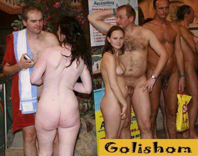 A large group of nudists visited the sauna