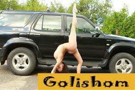 Naked gymnast at the Jeep