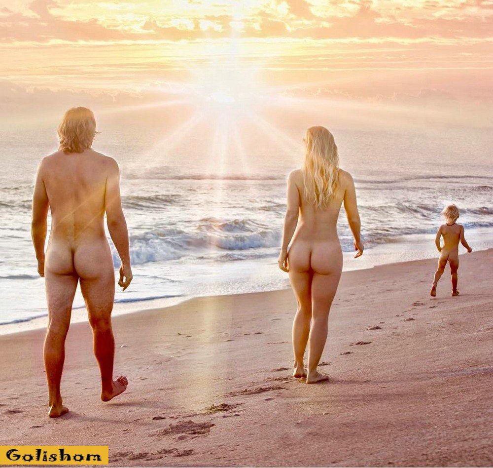 Naked Australian nudists against the backdrop of beautiful nature