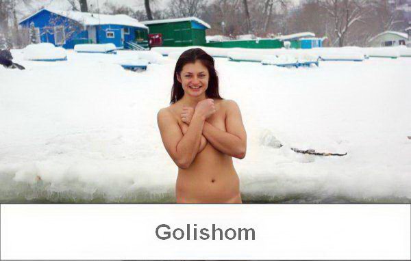 Nudists in winter high-quality photos