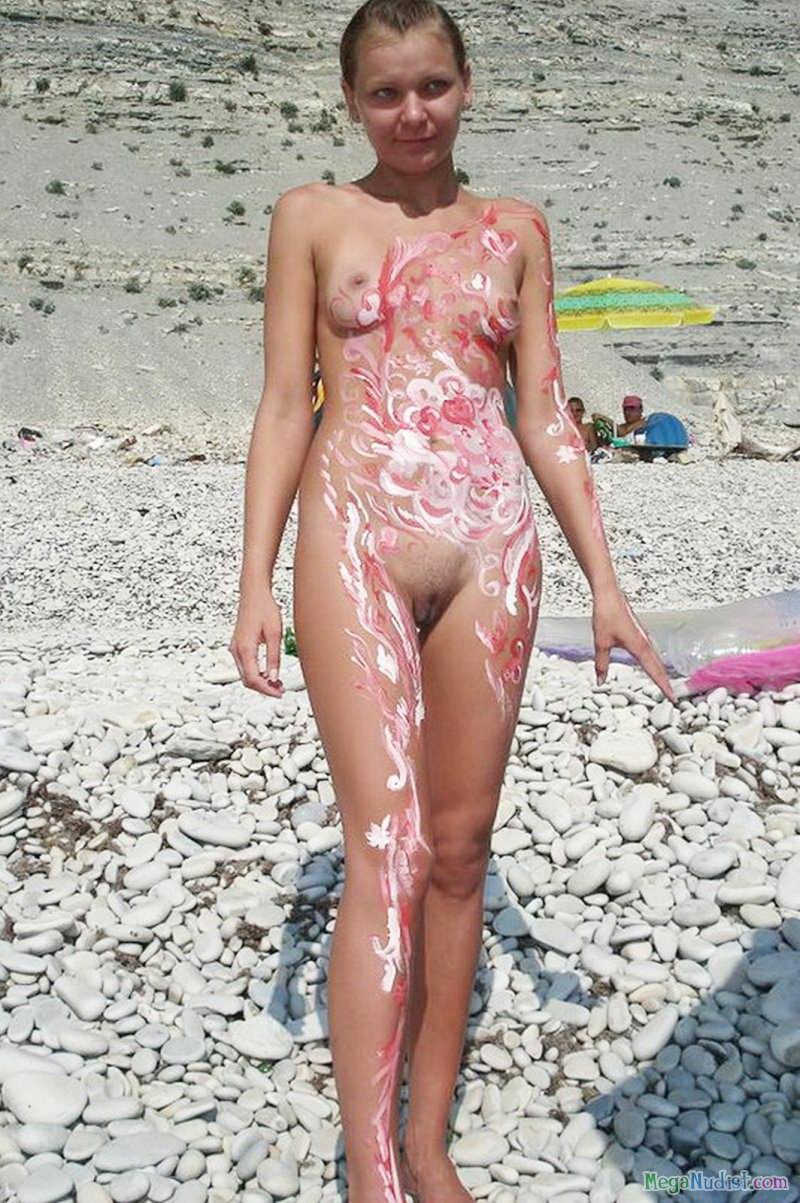Beautiful bodies of girls are painted with paints