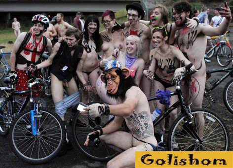 Nudist cyclists