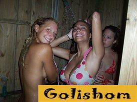 Girls take a shower in various places