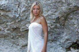 Beautiful blonde Alexandra at the rocks