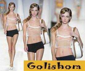 Fashion models in transparent outfits