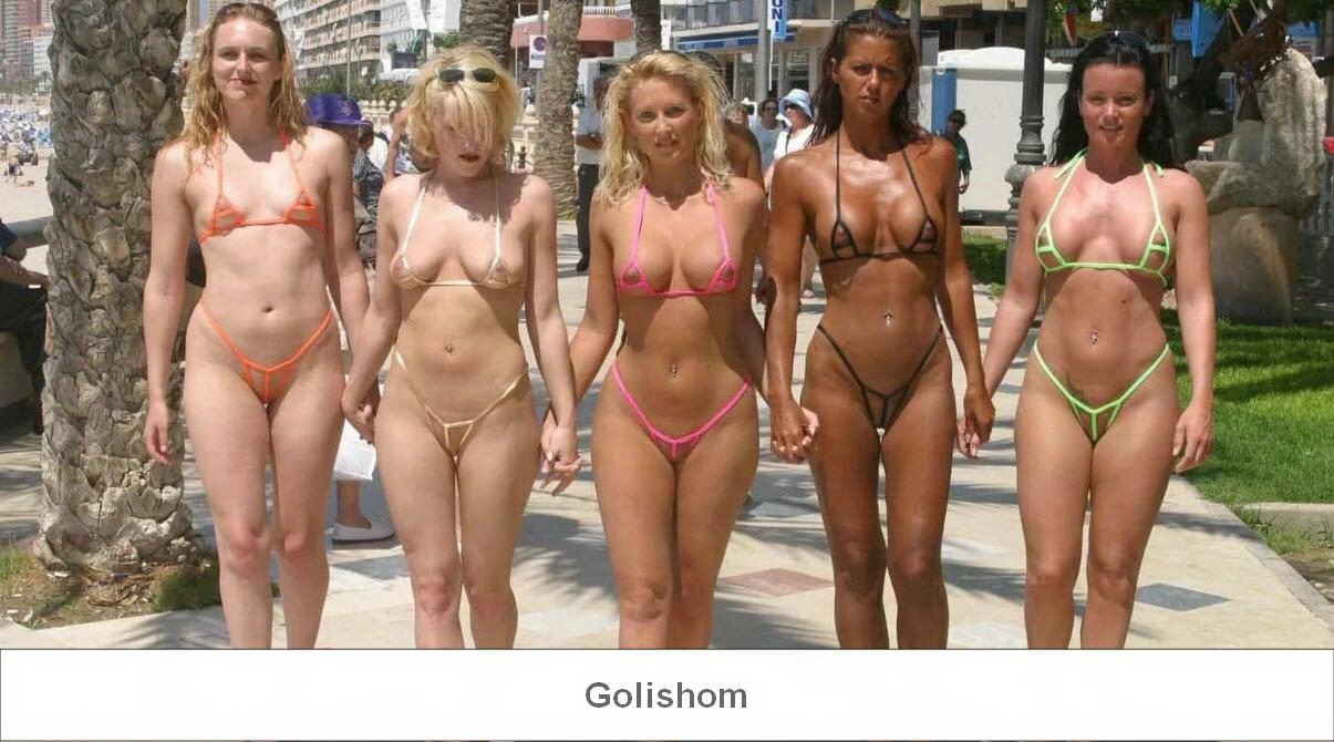 Hot girls in full-length bikinis 