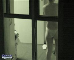 Naked neighbor in the night window-peeping